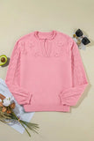 Daisy Notched Long Sleeve Sweater - Trendsi - Flyclothing LLC