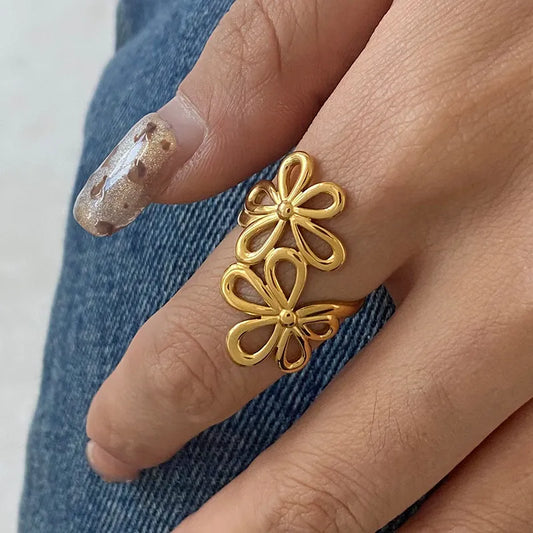 Stainless Steel Flower Ring - Trendsi - Flyclothing LLC