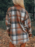 Plaid Collared Neck Button Up Shacket - Trendsi