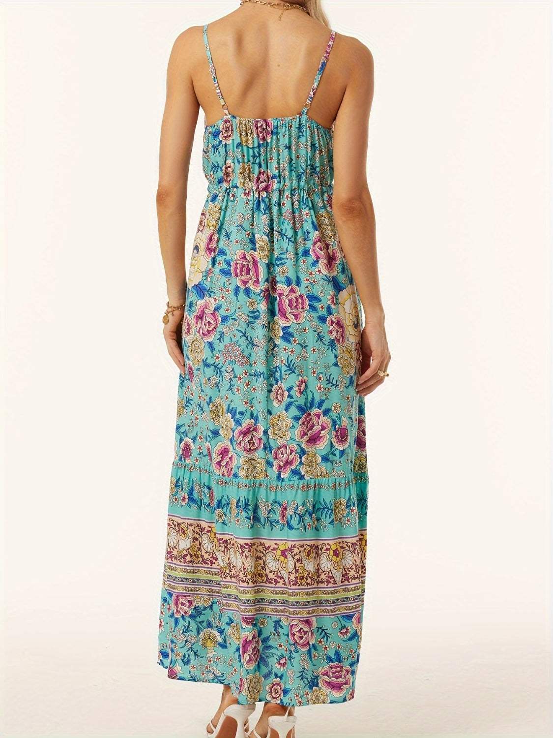 Printed Scoop Neck Midi Cami Dress - Trendsi - Flyclothing LLC