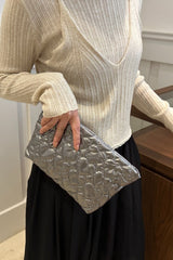 Ruched Heart Clutch with Zipper - Trendsi