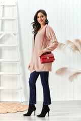 Cable-Knit Open Front Long Sleeve Cardigan - Trendsi