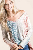 BiBi Gradation Leopard Print Textured Knit Top - Trendsi