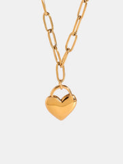 18K Gold-Plated Stainless Steel Heart Pendant Necklace - Trendsi