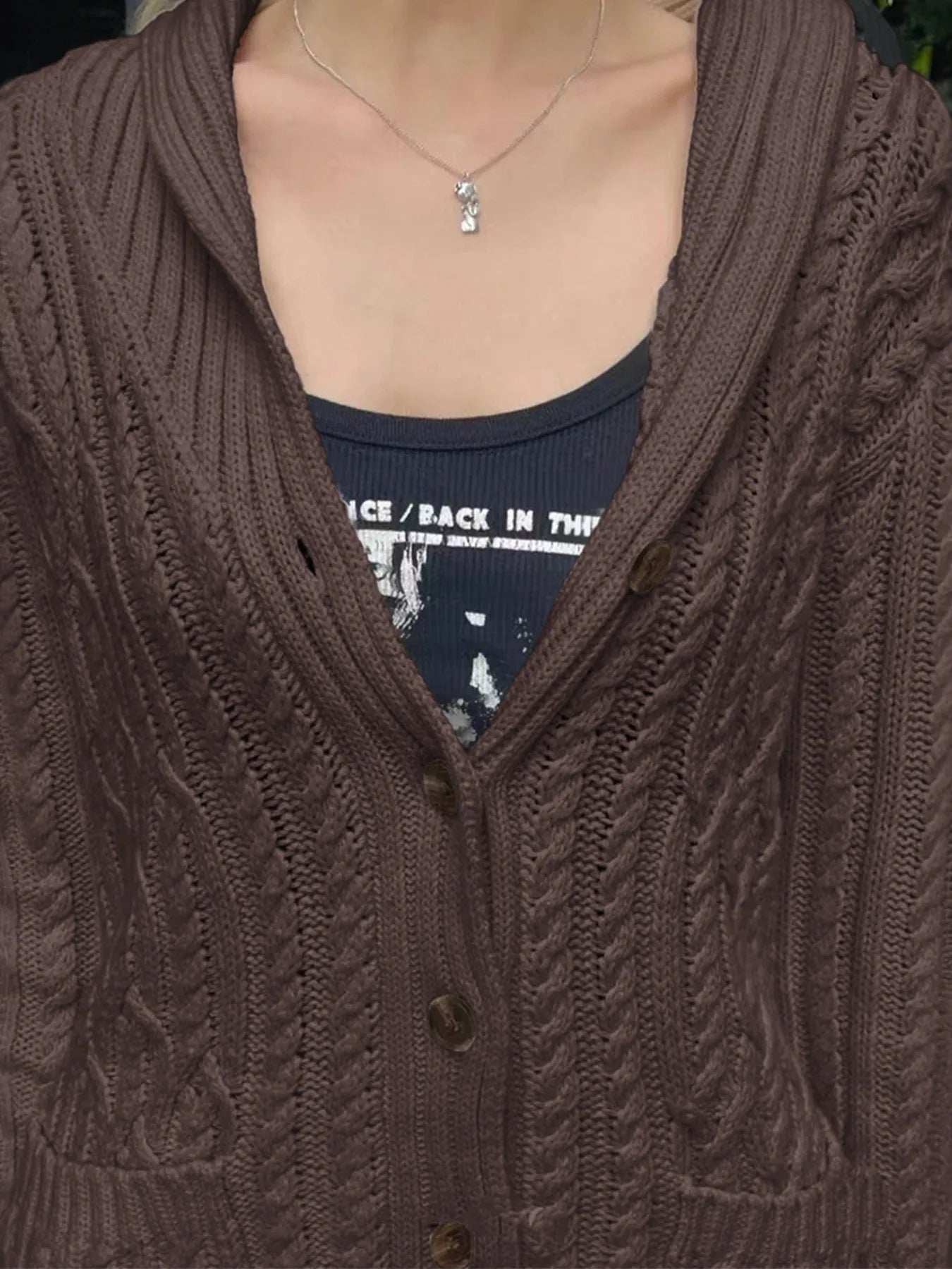 Cable Knit Button Up Cardigan - Trendsi - Flyclothing LLC