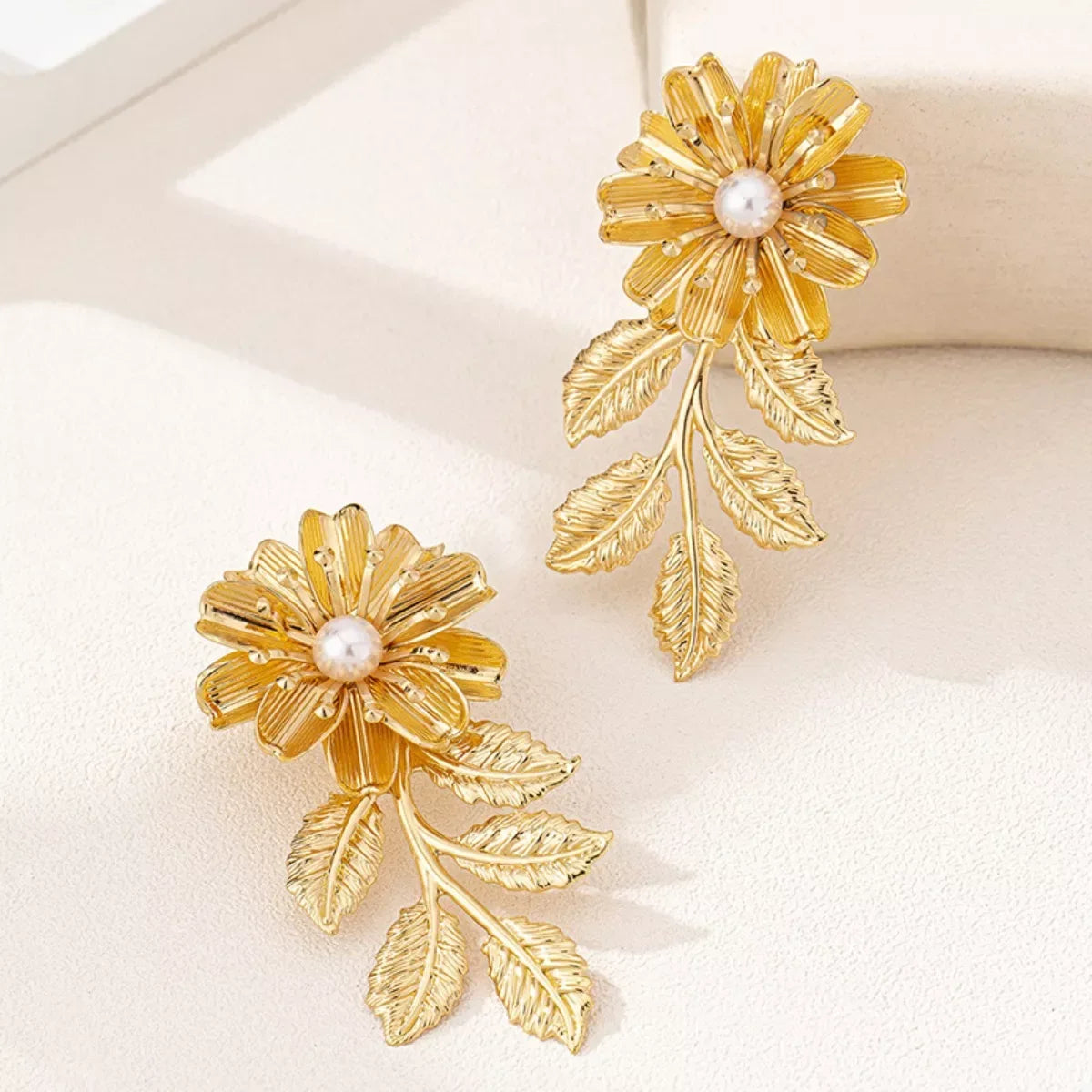 18K Gold-Plated Flower Earrings - Trendsi - Flyclothing LLC