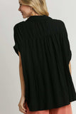 Umgee Full Size Textured Button Down Short Sleeve Shirt Plus Size - Trendsi - Flyclothing LLC