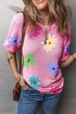 Printed Round Neck Half Sleeve T-Shirt - Trendsi - Flyclothing LLC