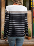 Striped Round Neck Long Sleeve T-Shirt - Trendsi