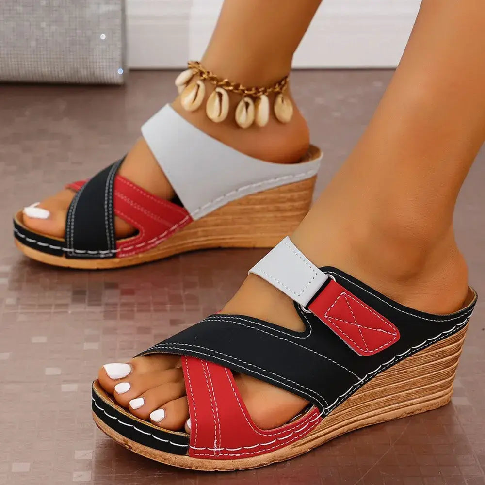 Open Toe Wedge Sandals - Trendsi - Flyclothing LLC