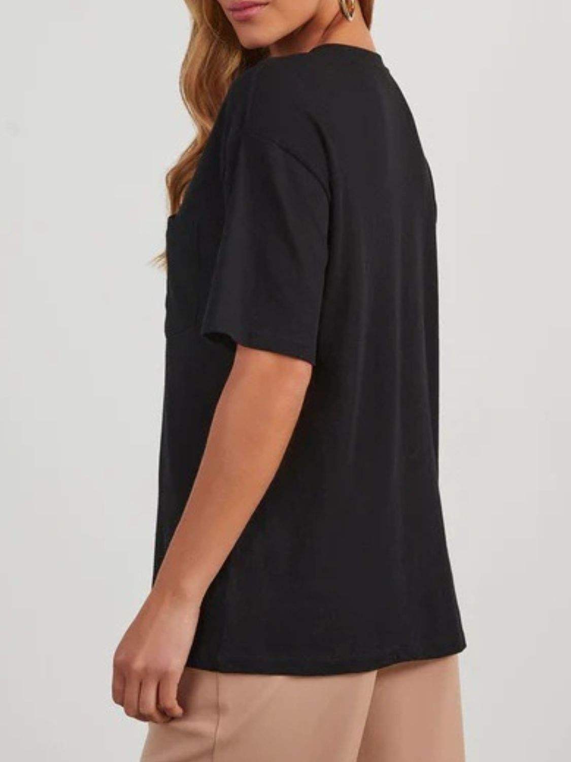 Round Neck Half Sleeve T-Shirt - Trendsi - Flyclothing LLC