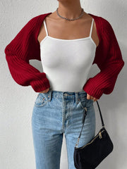 Honey Open Front Long Sleeve Cropped Cardigan - Trendsi