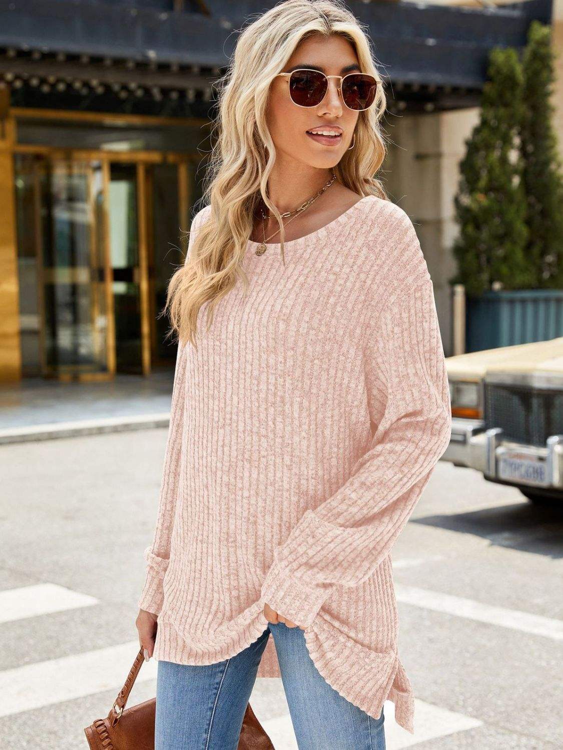 Round Neck Long Sleeve T-Shirt - Trendsi - Flyclothing LLC