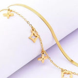 18K Gold-Plated Double Layered Charm Necklace - Trendsi - Flyclothing LLC