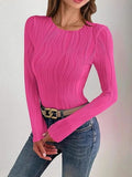 Textured Round Neck Long Sleeve Top - Trendsi