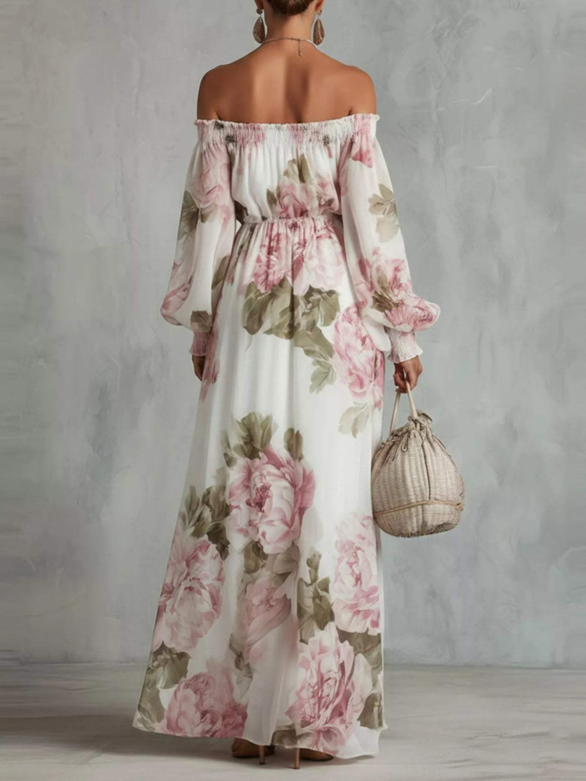 Floral Off Shoulder Maxi Dress - Trendsi - Flyclothing LLC