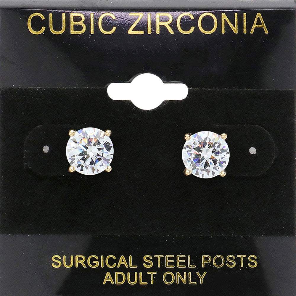 8mm Round CZ Stud Earrings - Madeline Love - Flyclothing LLC