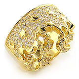 8X014 - Gold 925 Sterling Silver Ring with AAA Grade CZ in Clear - Alamode - Flyclothing LLC