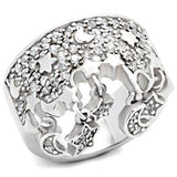 8X015 - Rhodium 925 Sterling Silver Ring with AAA Grade CZ  in Clear - Alamode