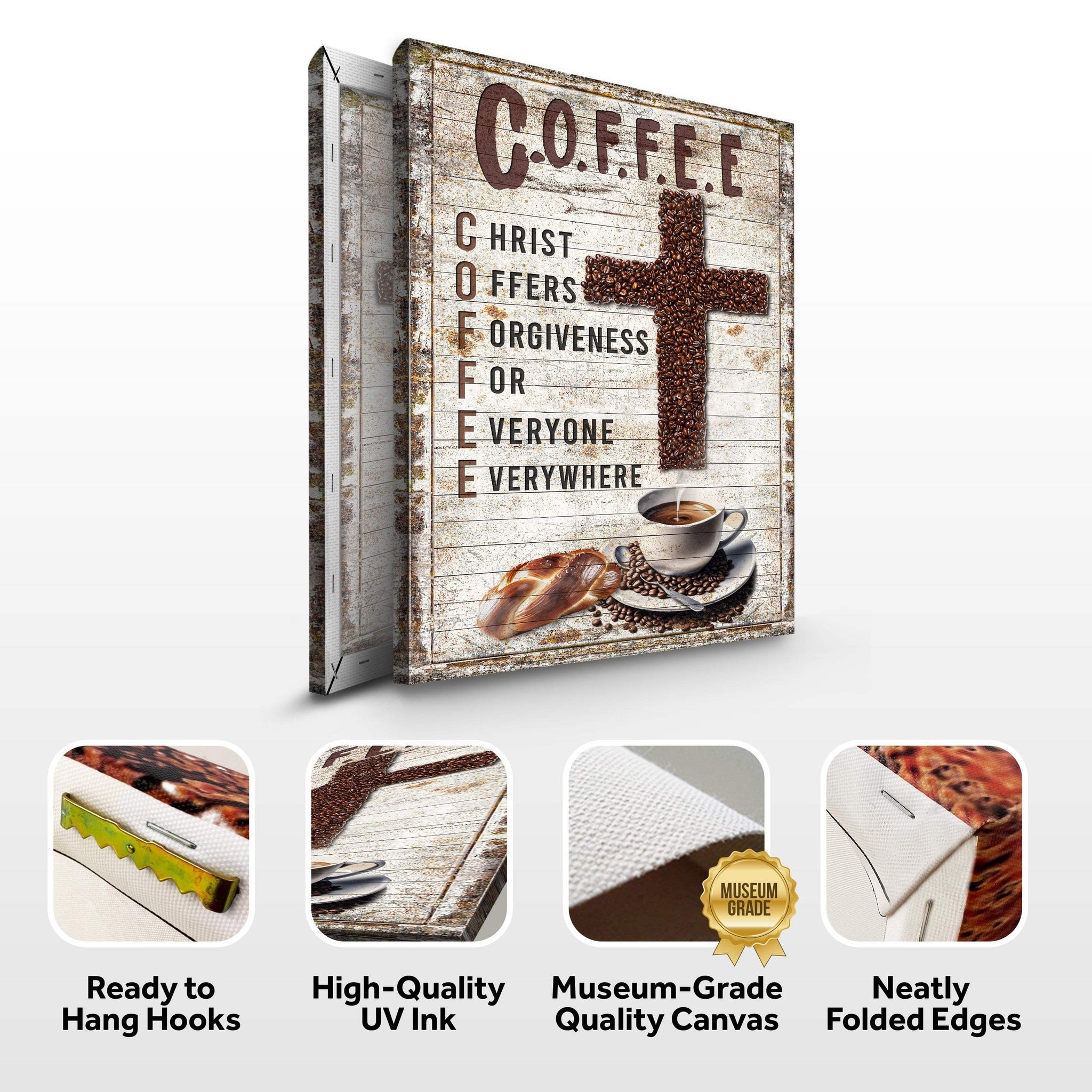 Christ And Coffee Faith Sign - Tailored Canvases - Flyclothing LLC