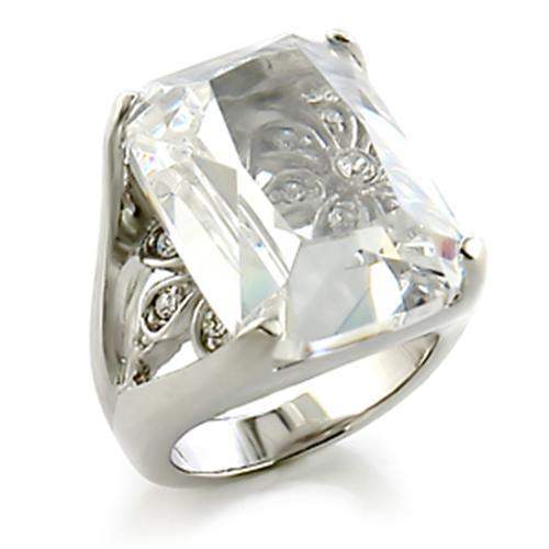 8X153 - Rhodium Brass Ring with AAA Grade CZ in Clear - Alamode - Flyclothing LLC