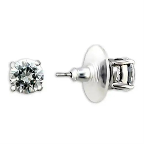 8X163 - Rhodium Brass Earrings with AAA Grade CZ in Clear - Alamode - Flyclothing LLC