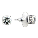 8X163 - Rhodium Brass Earrings with AAA Grade CZ  in Clear - Alamode
