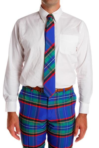 The Shag 'N Bag | Blue Plaid Christmas Tie - Shinesty