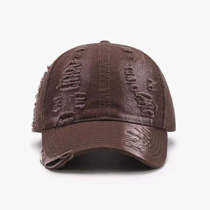 Distressed Adjustable Cotton Baseball Cap - Trendsi - Flyclothing LLC