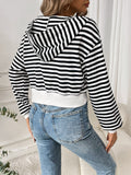 Striped Zip Up Long Sleeve Jacket - Trendsi