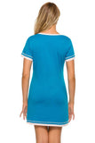 Contrast Trim Short Sleeve Lounge Dress - Trendsi - Flyclothing LLC