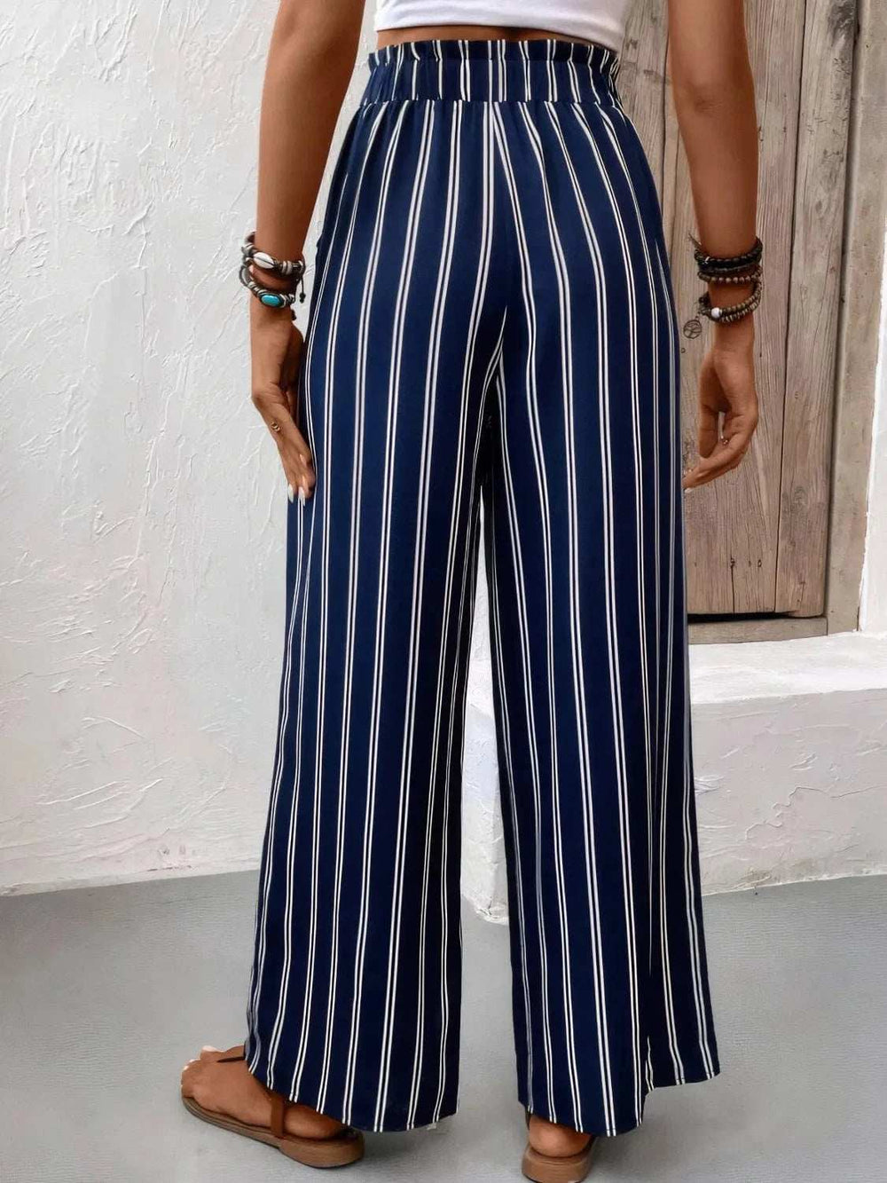 Striped Wide Leg Pants - Trendsi - Flyclothing LLC