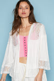 POL Open Front Lace Detail Cardigan - Trendsi