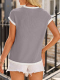 Contrast Trim Round Neck Short Sleeve T-Shirt - Trendsi - Flyclothing LLC