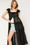 Umgee Sheer Lace Ruffled Cap Sleeve Cover Up - Trendsi