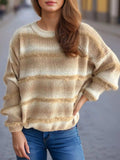 Gradient Round Neck Dropped Shoulder Sweater - Trendsi - Flyclothing LLC
