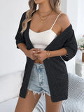 Openwork Open Front Half Sleeve Cardigan - Trendsi