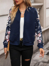 Printed Zip Up Long Sleeve Jacket - Trendsi - Flyclothing LLC