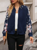 Printed Zip Up Long Sleeve Jacket - Trendsi