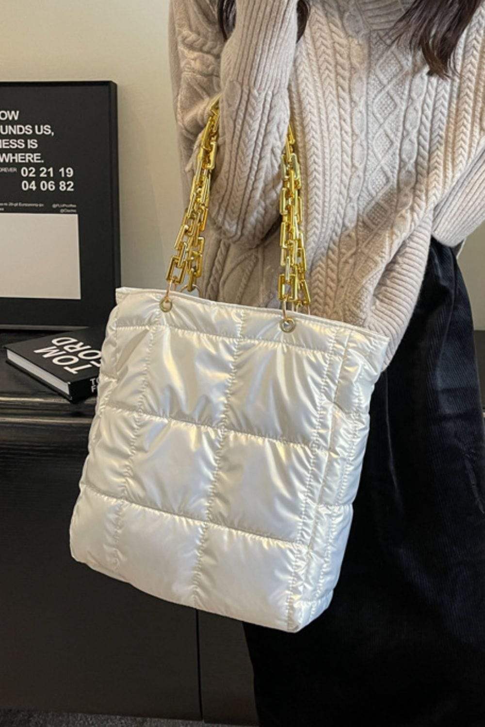 Bubble Texture Chain Handbag - Trendsi - Flyclothing LLC