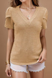 V-Neck Petal Sleeve Blouse - Trendsi - Flyclothing LLC