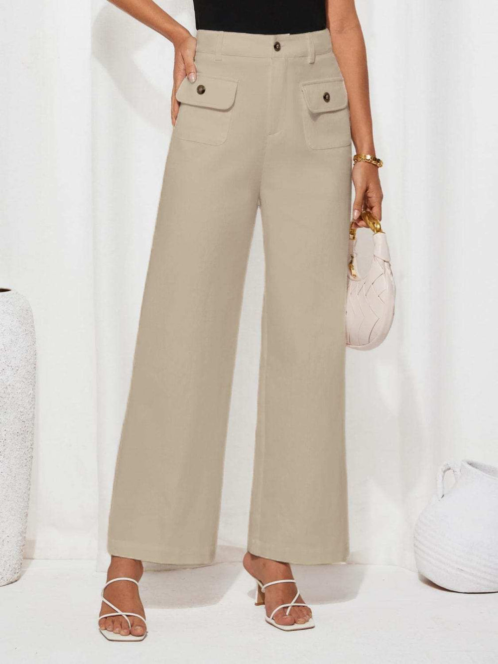 High Waist Wide Leg Pants - Trendsi - Flyclothing LLC