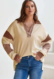 Color Block Johnny Collar Long Sleeve Sweatshirt - Trendsi - Flyclothing LLC