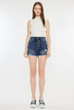 Kancan Raw Hem Button Fly Denim Shorts - Trendsi