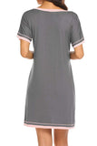 Contrast Trim Short Sleeve Lounge Dress - Trendsi - Flyclothing LLC