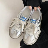 Contrast Round Toe Flat Sneakers - Trendsi - Flyclothing LLC
