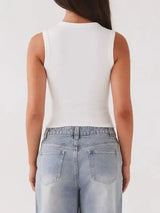 Lovelet Button Up Round Neck Tank - Trendsi - Flyclothing LLC