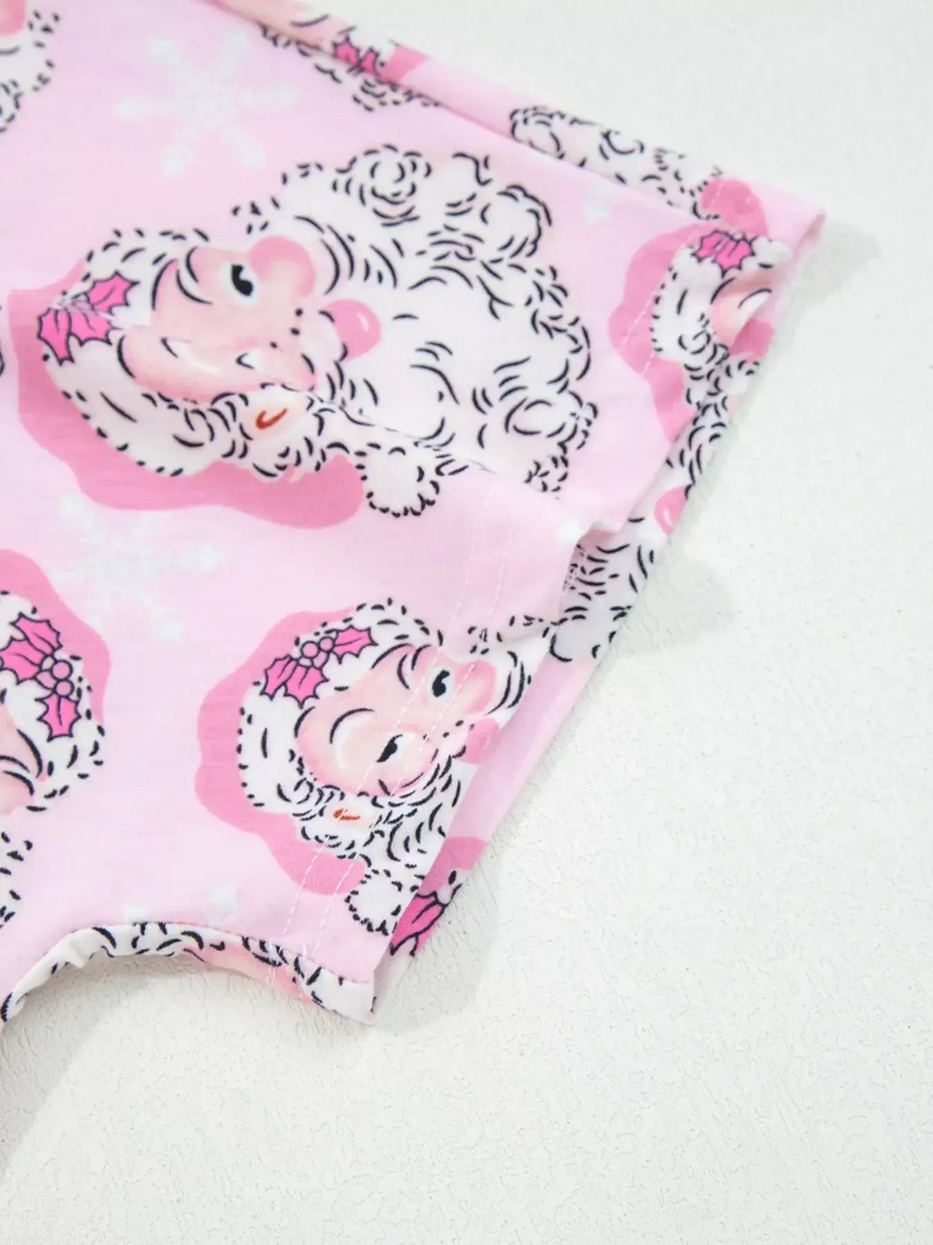 Santa Claus Print V Neck Tee Drawstring Pants 2pcs Lounge Set - Trendsi - Flyclothing LLC