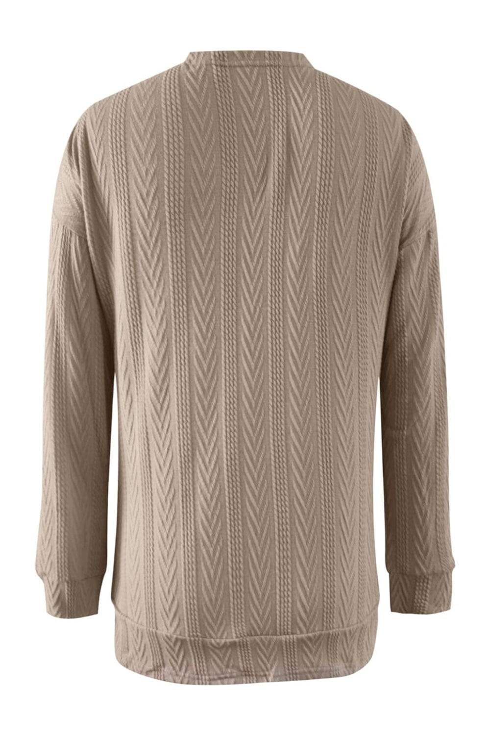Full Size Textured Open Front Long Sleeve Cardigan - Trendsi - Flyclothing LLC