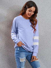 Full Size Striped Round Neck Long Sleeve T-Shirt - Trendsi